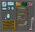 Furniture. Interior. Household items. Isolated vector objects from the set about the house, apartment, interior design, comfort. C Royalty Free Stock Photo